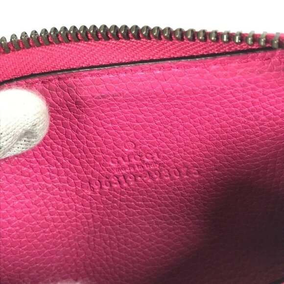 GUCCI 496319 logo Wallet Coin Compartment Zip Around coin purse Leather pink - Picture 8 of 11